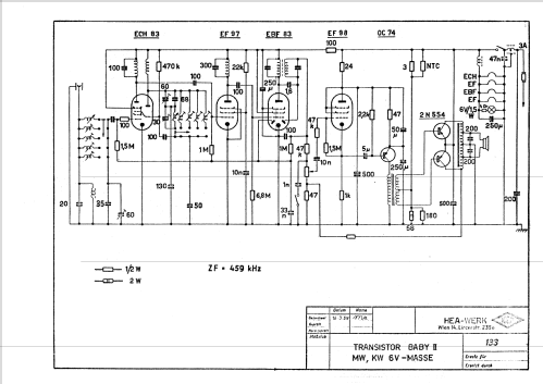 Transistor Baby II MW KW 6 V - Masse; HEA; Wien (ID = 99555) Car Radio