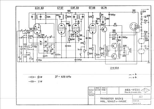 Transistor Baby II MW-KW-LW 12 Volt + - Masse; HEA; Wien (ID = 99509) Car Radio