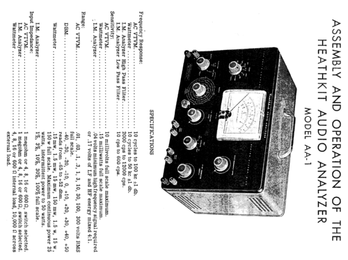 Audio Analyzer AA-1; Heathkit Brand, (ID = 110663) Equipment