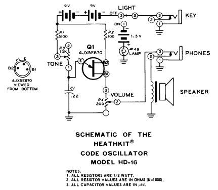 Code Oscillator HD-16; Heathkit Brand, (ID = 160961) Amateur-D