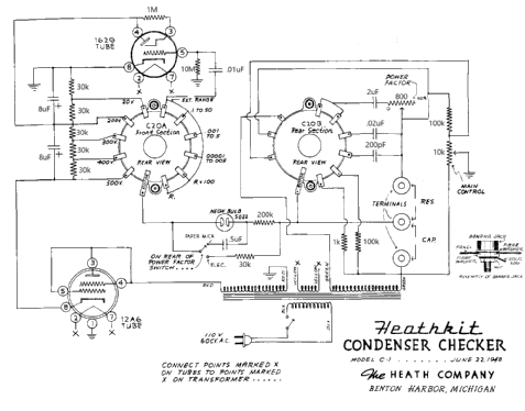 Condenser Checker C-1; Heathkit Brand, (ID = 3141383) Equipment