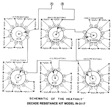 Decade Resistance IN-3117; Heathkit Brand, (ID = 701514) Equipment