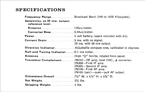 Direction Finder DF-1; Heathkit Brand, (ID = 1516792) Kit