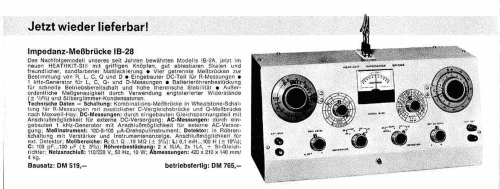 Impedance Bridge IB-28; Heathkit Brand, (ID = 2081018) Equipment