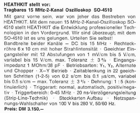 Oszilloskop SO 4510; Heathkit Brand, (ID = 2549917) Equipment