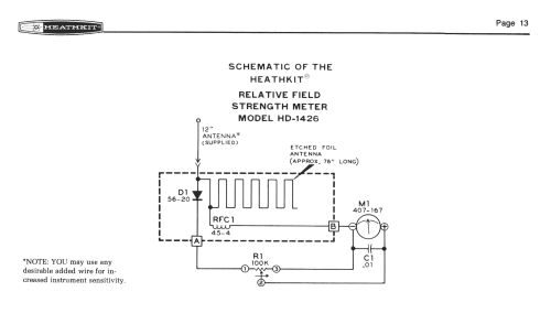 Relative Field Strength Meter HD-1426; Heathkit Brand, (ID = 775853) Amateur-D