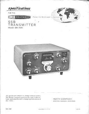 SSBTransmitter SB-400; Heathkit Brand, (ID = 3103772) Amateur-T