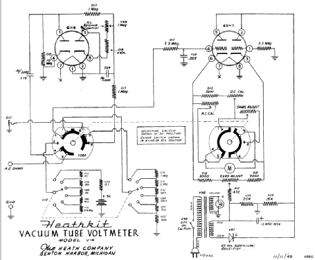 Vacuum Tube Voltmeter V-4; Heathkit Brand, (ID = 159246) Equipment