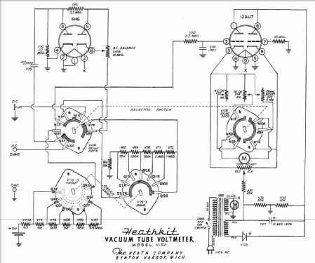 Vacuum Tube Voltmeter V-5A; Heathkit Brand, (ID = 279413) Equipment