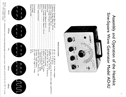 Sine-Square Wave Generator AO-IU; Heathkit UK by (ID = 1283360) Equipment