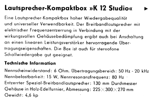 K12 Studio ; Heli Gerätebau, (ID = 1286988) Parleur