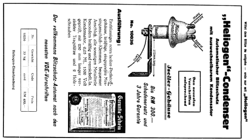 Condenser - Blitzschutz-Automat 10036; Heliogen, Hermann (ID = 1579731) mod-past25