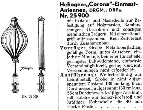 Corona-Einmast-Antenne 25900; Heliogen, Hermann (ID = 1609620) Antenna