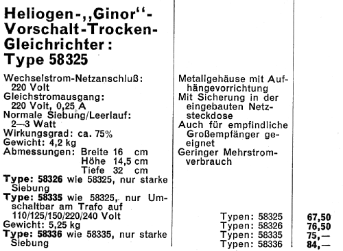 Ginor Vorschalt-Trockengleichrichter 58335; Heliogen, Hermann (ID = 1327154) Power-S