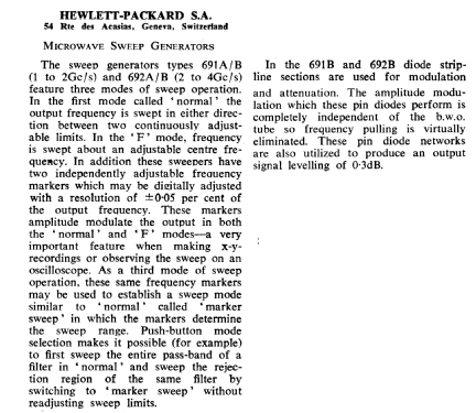 Microwave Sweep Generators 692A/B; Hewlett-Packard, HP; (ID = 2775836) Equipment