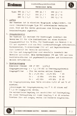 Fernseh-Frequenzumsetzer TVU 33, 31, 13 ; Hirschmann GmbH & Co (ID = 3113076) Commercial TRX