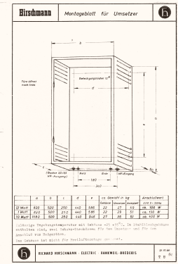 Fernseh-Frequenzumsetzer TVU 33, 31, 13 ; Hirschmann GmbH & Co (ID = 3113088) Commercial TRX