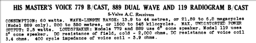 889 Ch= 539DS; His Master's Voice (ID = 772091) Radio