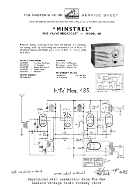 Minstrel 485; His Master's Voice N (ID = 2850196) Radio