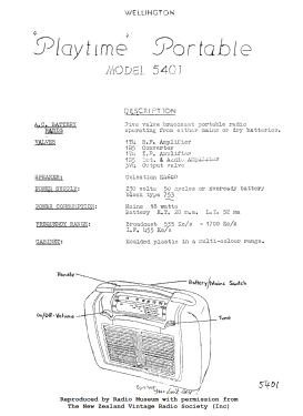 Playtime Portable 5401; His Master's Voice N (ID = 3025710) Radio