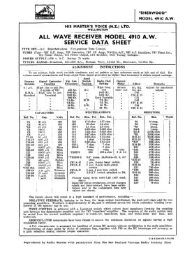 Sherwood 4910AW ; His Master's Voice N (ID = 3026324) Radio