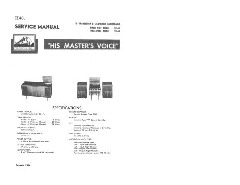 Stereo Suite T3-46; His Master's Voice (ID = 2984480) Radio