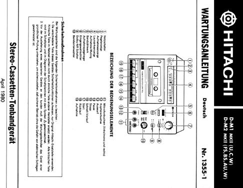 Stereo Cassette Tape Deck D-M1 Mk II; Hitachi Ltd.; Tokyo (ID = 1735357) R-Player