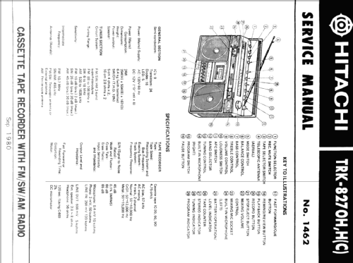 Stereo Radio Cassette Recorder TRK-8270H, H; Hitachi Ltd.; Tokyo (ID = 2220697) Radio