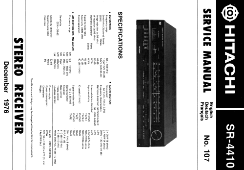 Stereo Receiver SR-4410; Hitachi Ltd.; Tokyo (ID = 1762170) Radio