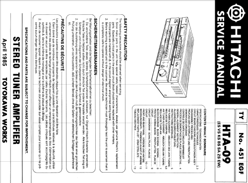 Stereo Tuner Amplifier HTA-09; Hitachi Ltd.; Tokyo (ID = 1759146) Radio