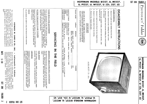 B1227 Ch= 327; Hoffman Radio Corp.; (ID = 996367) Television