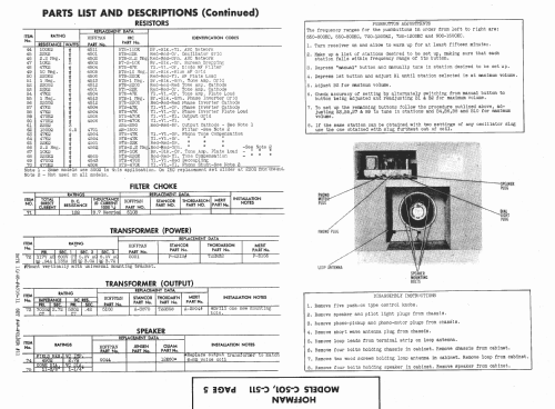 C501 Ch= 108; Hoffman Radio Corp.; (ID = 1417229) Radio