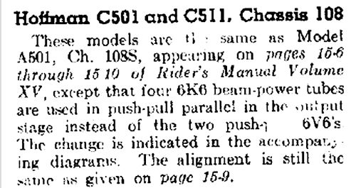 C501 Ch= 108; Hoffman Radio Corp.; (ID = 437509) Radio