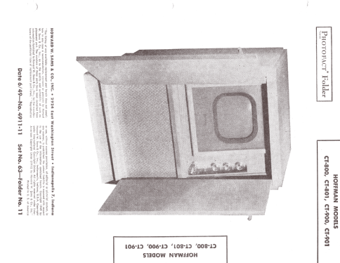 CT-901 Ch= 135; Hoffman Radio Corp.; (ID = 1344243) Televisore