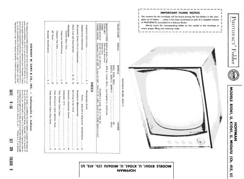 K1061 Ch= 415; Hoffman Radio Corp.; (ID = 1864804) Televisore