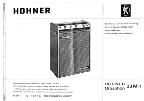 Orgaphon 33 MH; Hohner, Matthias, AG (ID = 2862630) Ampl/Mixer