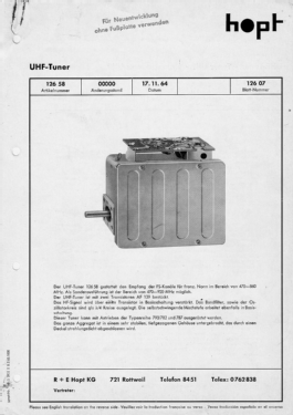 UHF Tuner 126 58; Hopt, Karl, GmbH KHS (ID = 3025262) Adapteur