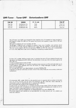 UHF Tuner 126 58; Hopt, Karl, GmbH KHS (ID = 3025263) Adattatore