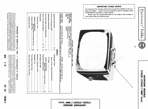 17S301 'MM' Line ; Hotpoint Inc.; (ID = 1835423) Television