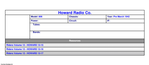 806 ; Howard Radio Company (ID = 2507930) Radio