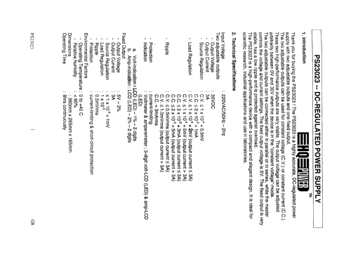 DC-Regulated Power Supply PS23023; HQ-Power; where?, (ID = 2605908) Power-S