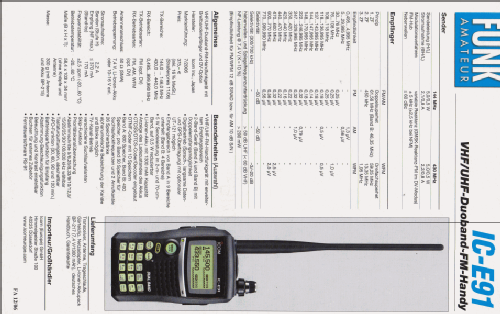 VHF/UHF-Duoband-FM-Handy IC-E91; Icom, Inoue (ID = 2481380) Amat TRX