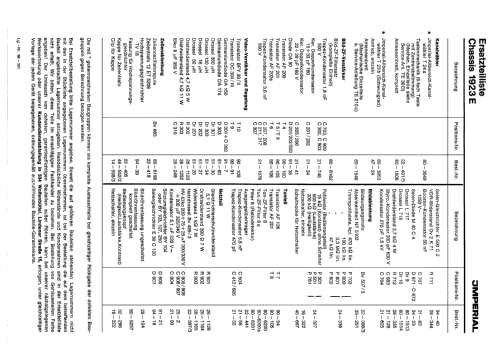 S/W Fernsehempfänger Chassis Ch= 1923E; Imperial Rundfunk (ID = 1941751) Television