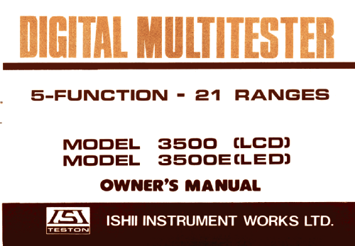 Digital Multitester DM 3500; ISI Teston; Ishii (ID = 2822048) Equipment