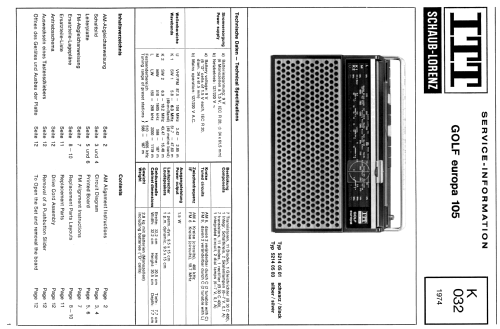 GOLF europa 105; ITT Schaub-Lorenz (ID = 796450) Radio