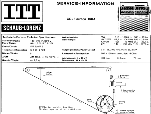 Golf Europa 108A 5213-0299; ITT Schaub-Lorenz (ID = 717357) Radio