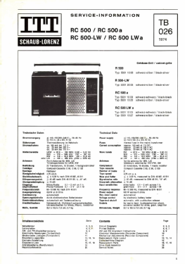 RC500 53311005; ITT Schaub-Lorenz (ID = 3101116) Radio