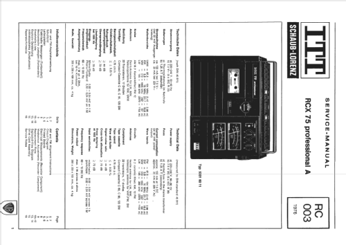 RCX75 professional A 53316011; ITT Schaub-Lorenz (ID = 628920) Radio