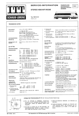 Stereo 4500 HiFi Regie; ITT Schaub-Lorenz (ID = 3049393) Radio