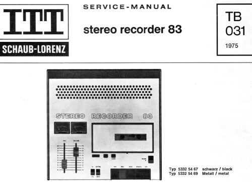 Stereo Recorder 83; ITT Schaub-Lorenz (ID = 1261391) R-Player